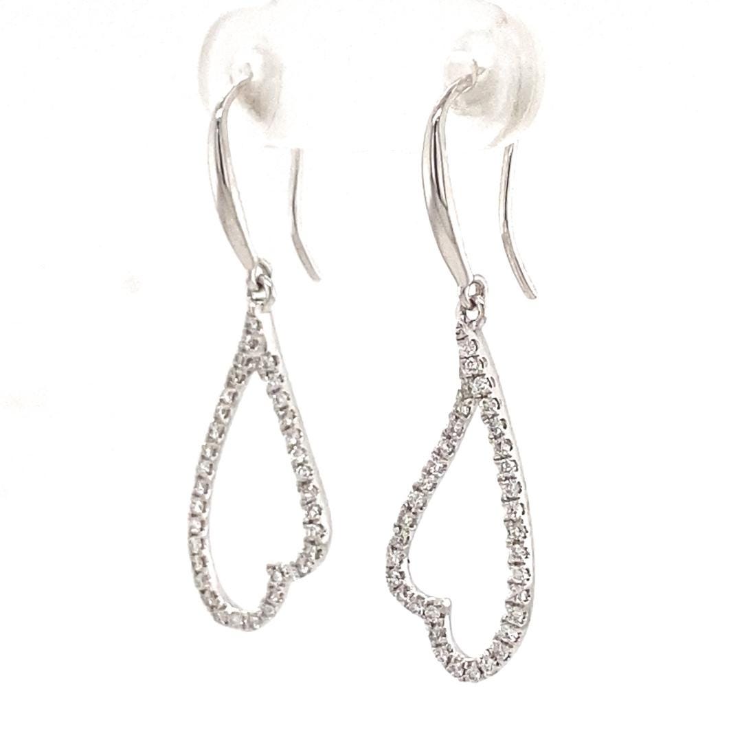 Open Heart Natural Diamonds Dangle Earrings