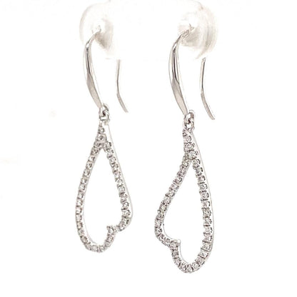 Open Heart Natural Diamonds Dangle Earrings