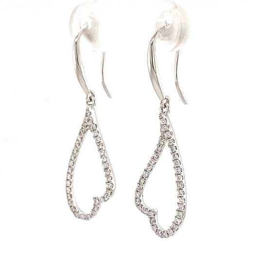 Open Heart Natural Diamonds Dangle Earrings