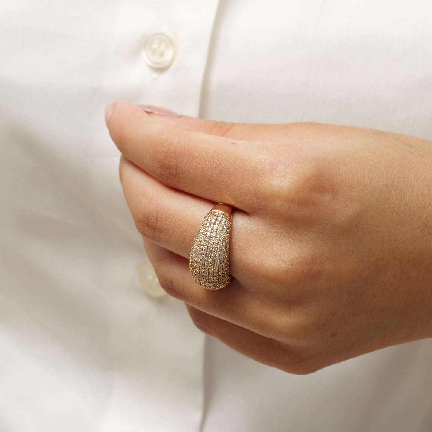 Pave Dome Diamond Ring