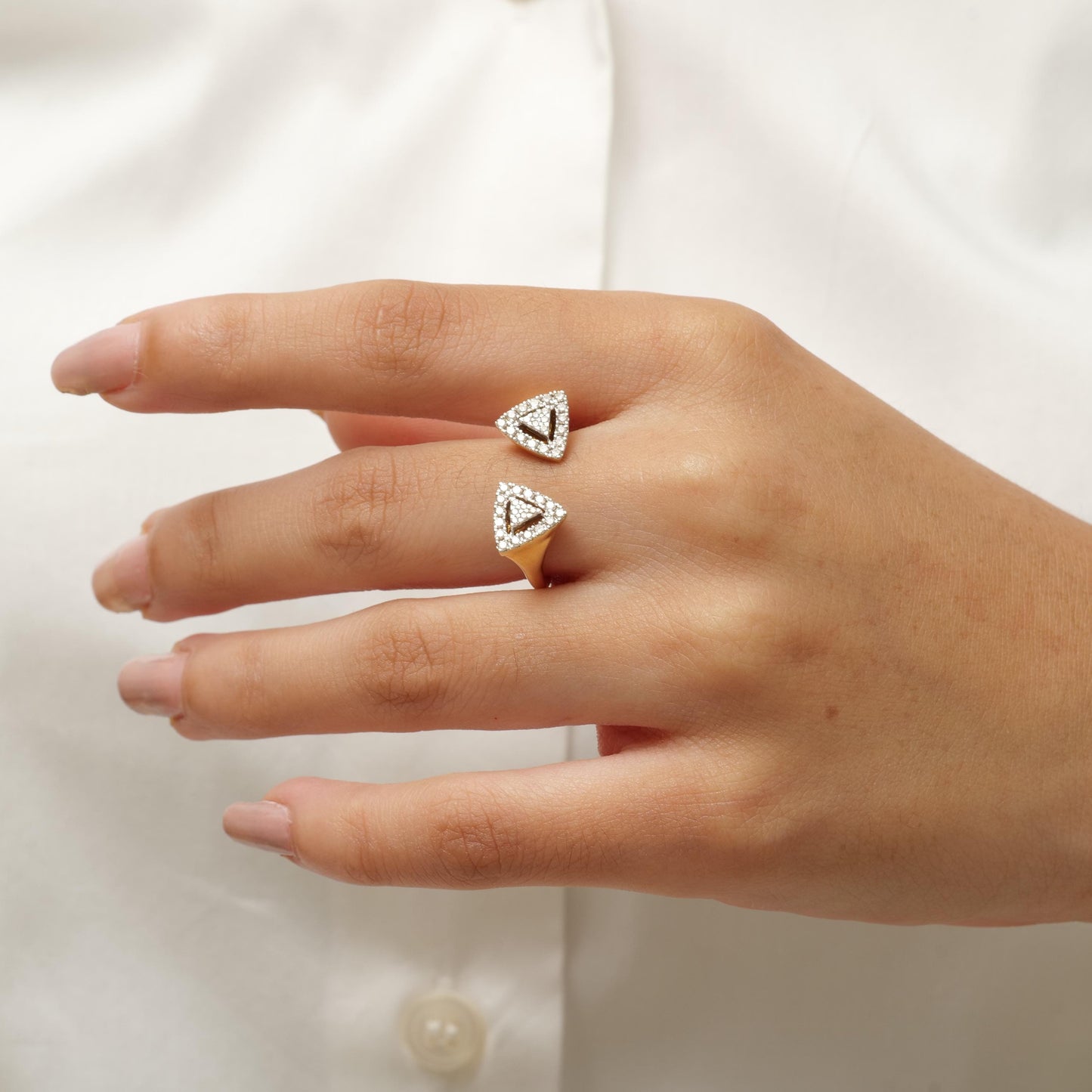 Halo Triangle Diamond Ring