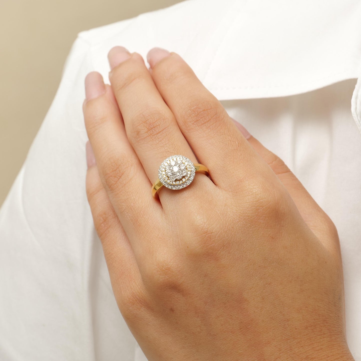 Floral Clustered Natural Diamond Bridal Ring