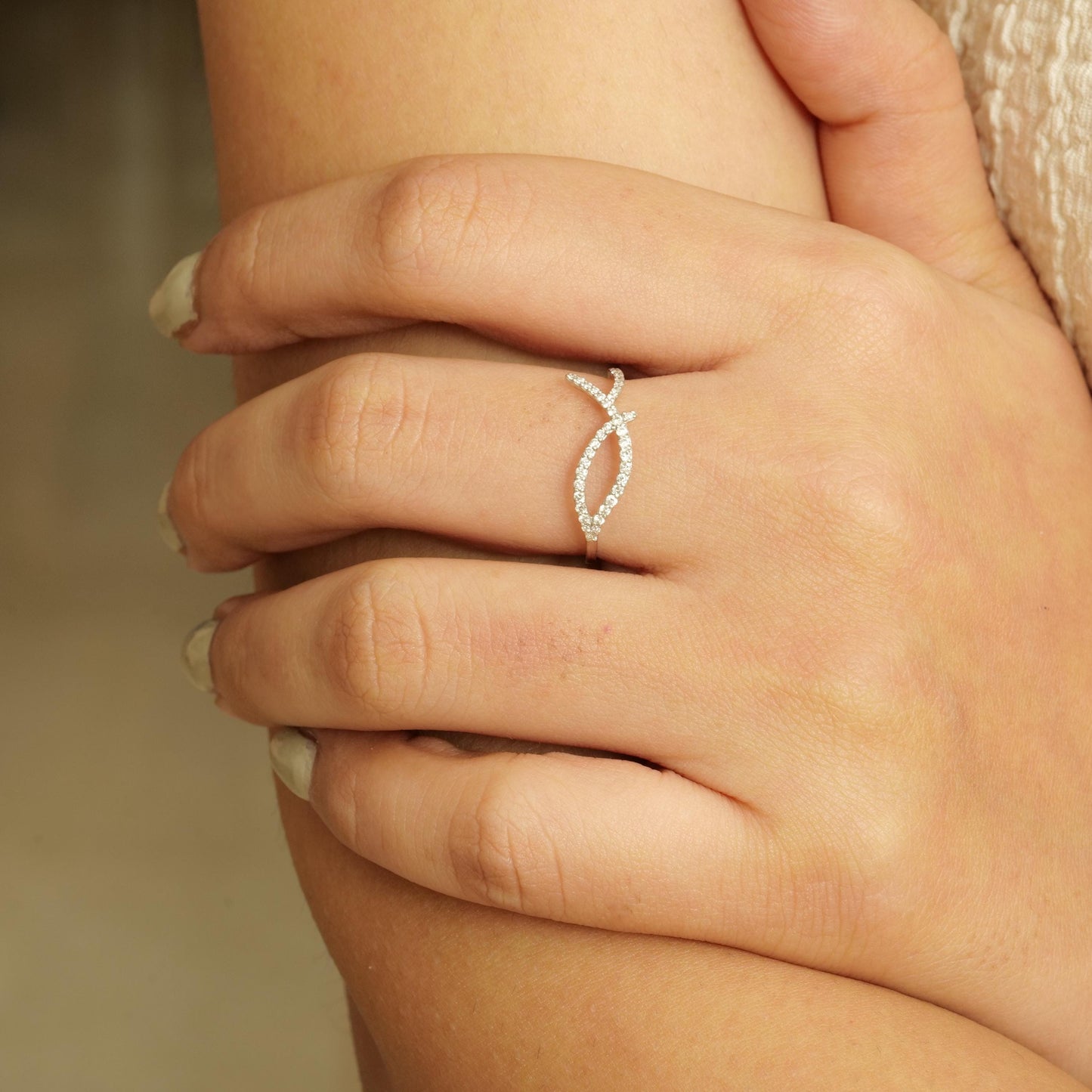 Asymmetrical Diamond Cuff Ring