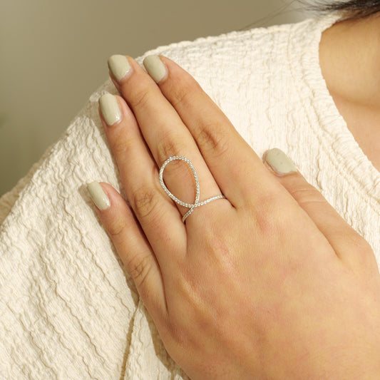 Pear Halo Natural Diamond Ring