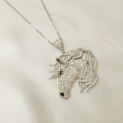 Horse Diamond Pendant Necklace
