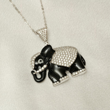 Elephant Diamond Pendant Necklace