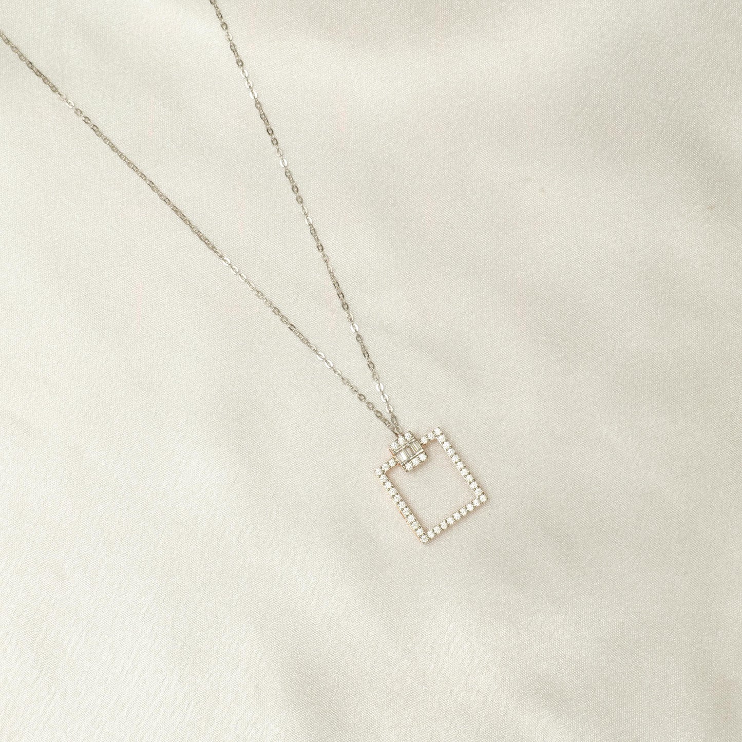 Square Diamond Pendant Necklace