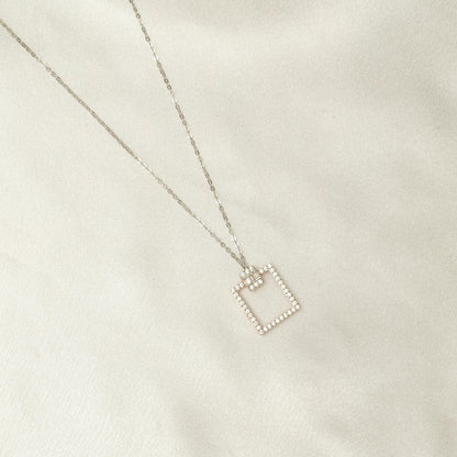 Square Diamond Pendant Necklace