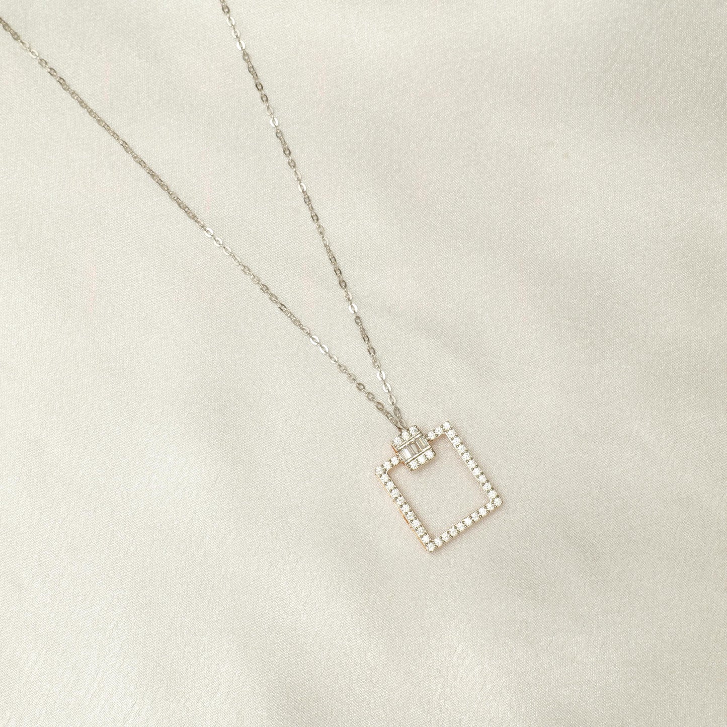 Square Diamond Pendant Necklace