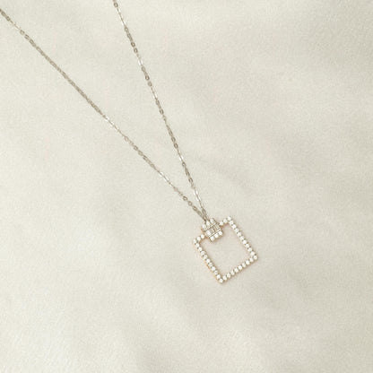 Square Diamond Pendant Necklace