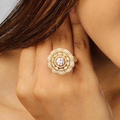 Flower Engagement Diamond Ring