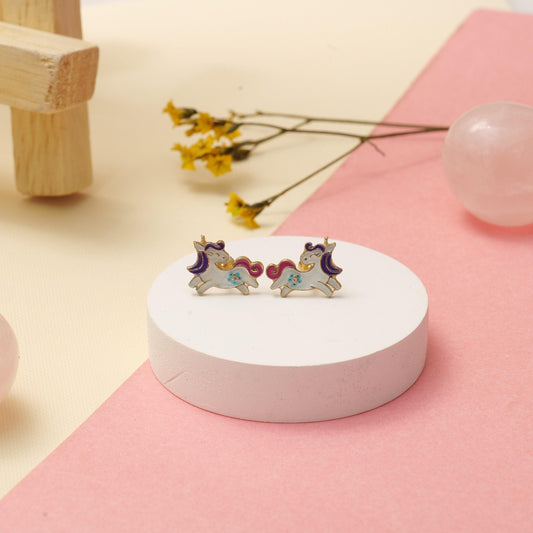 Kids Unicorn Diamond Stud Earrings