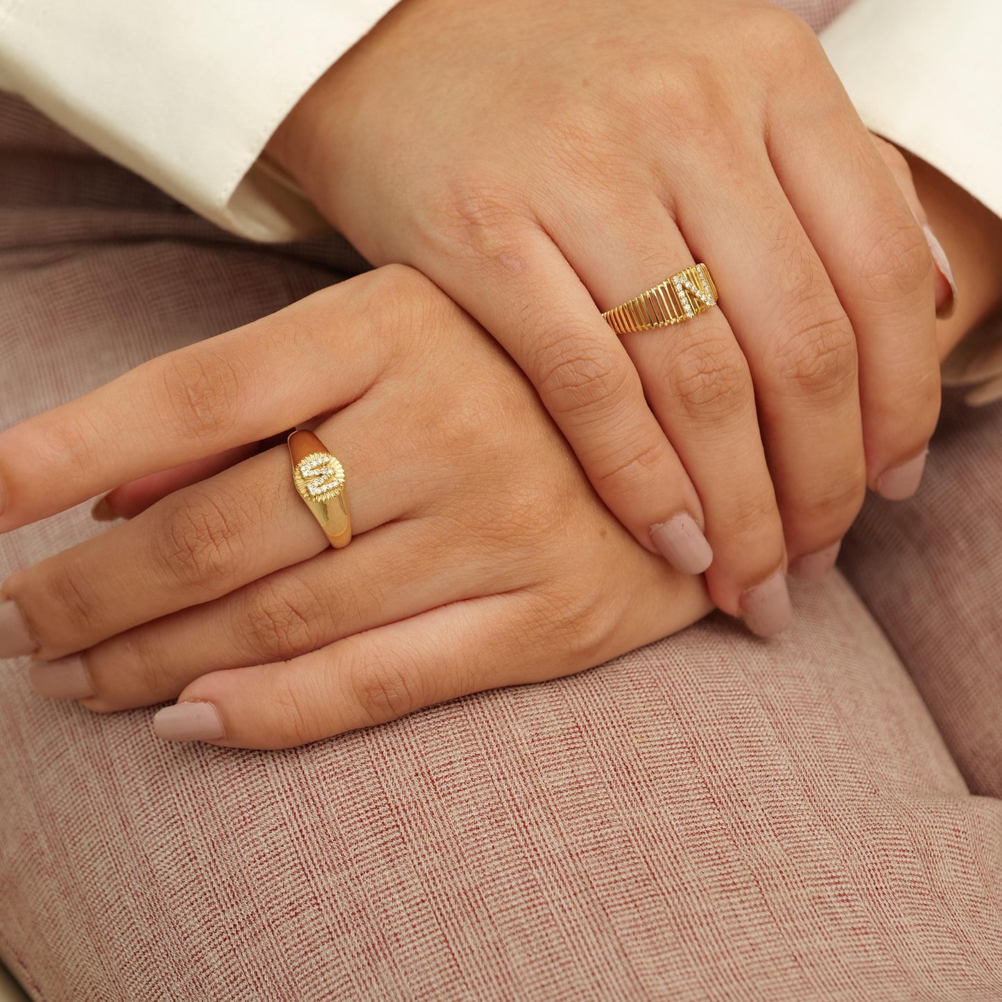 Personalized Medallion Initial Diamond Ring