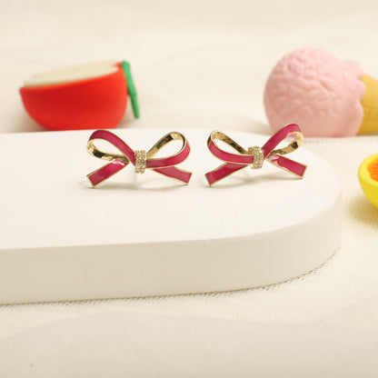 Kids Ribbon Diamond Stud Earrings