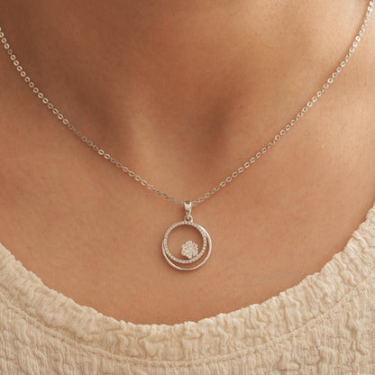 Double Circle Diamond Pendant Necklace