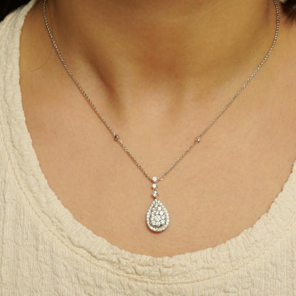 Halo Teardrop Diamond Necklace