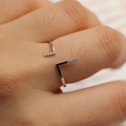 Double Bar Open Cuff Diamond Ring