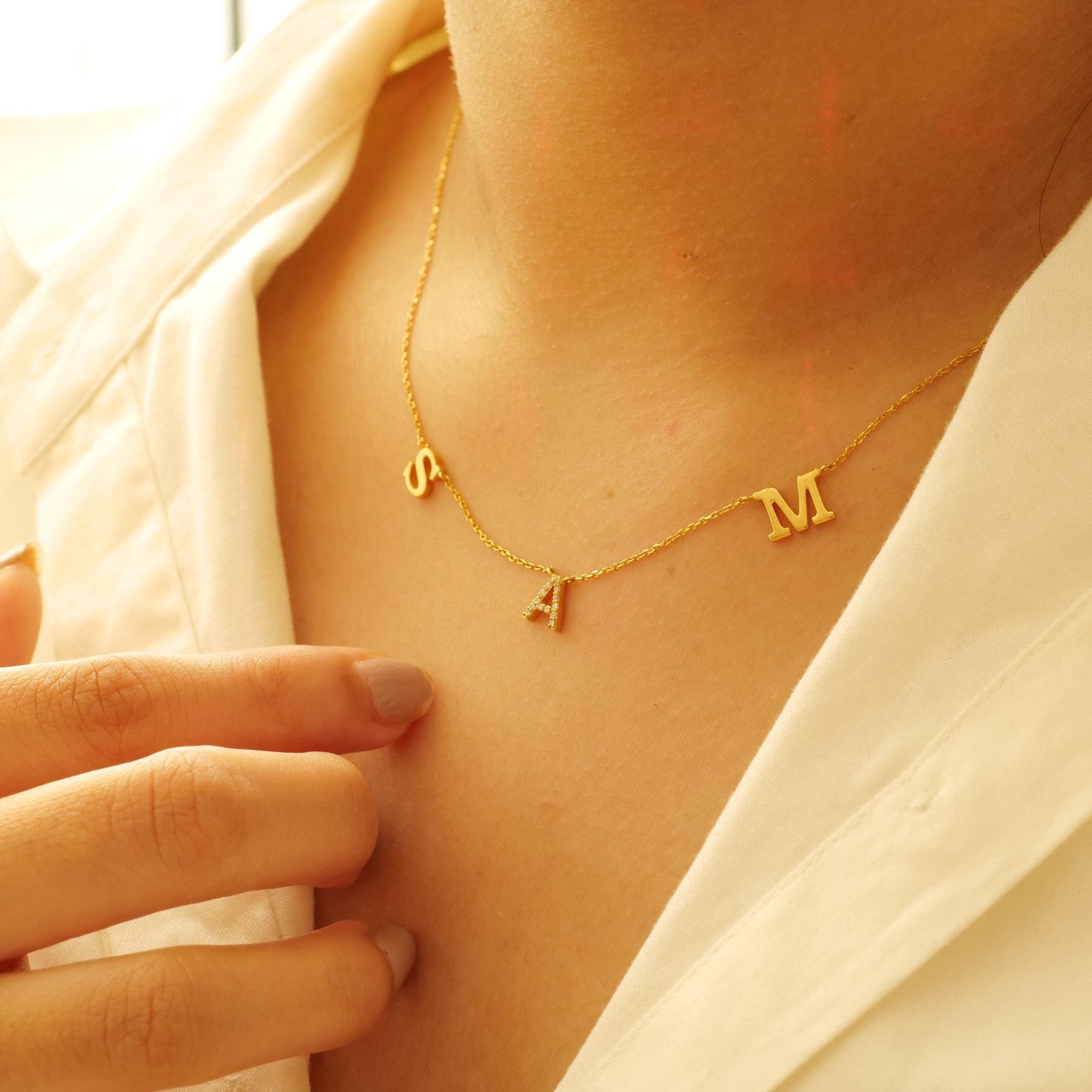 Personalized Initials Diamond Necklace