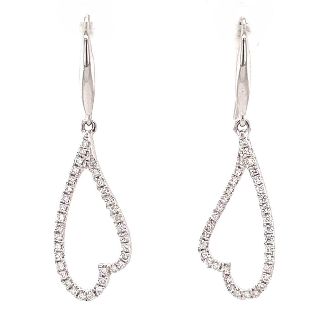 Open Heart Natural Diamonds Dangle Earrings