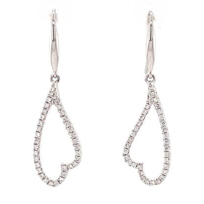 Open Heart Natural Diamonds Dangle Earrings