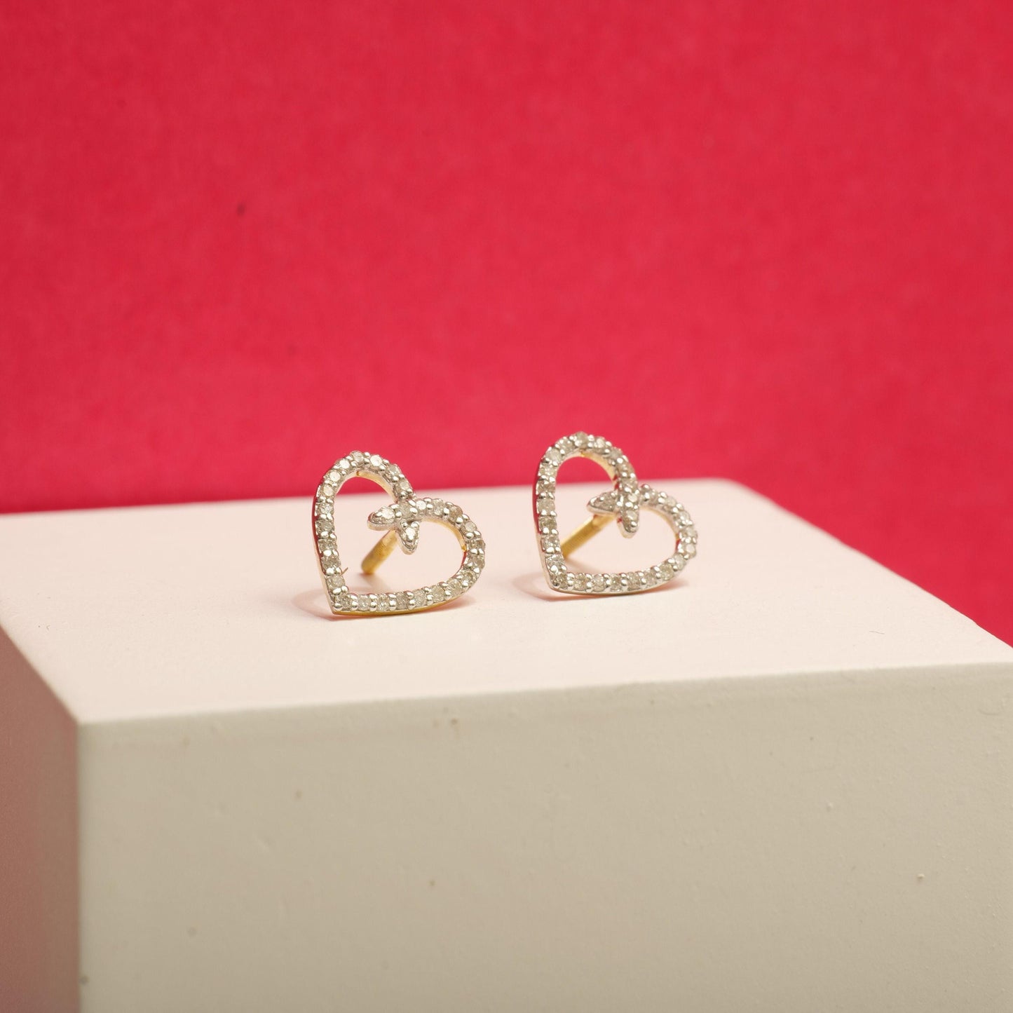 Kids Heart Design Diamond Stud Earrings