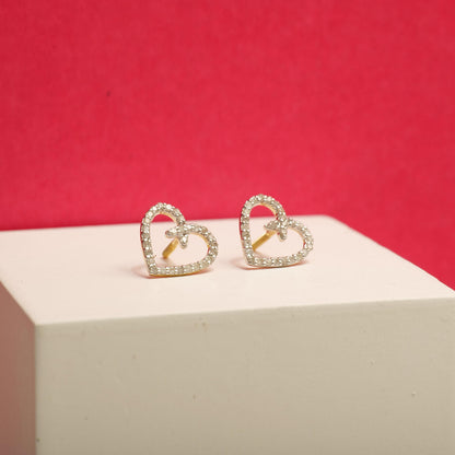 Kids Heart Design Diamond Stud Earrings