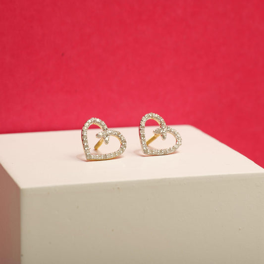 Kids Heart Design Diamond Stud Earrings