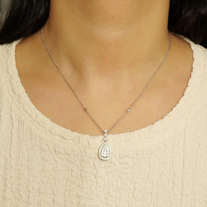 Halo Teardrop Diamond Necklace