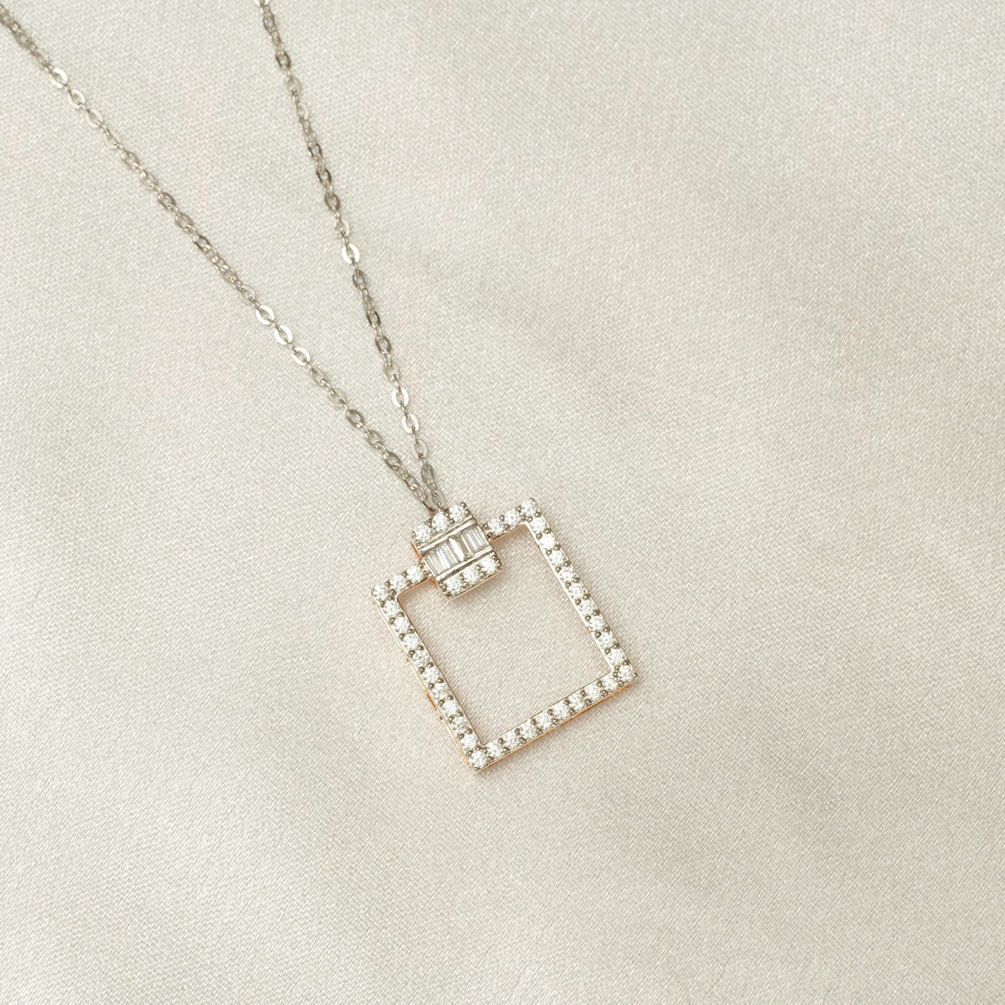 Square Diamond Pendant Necklace