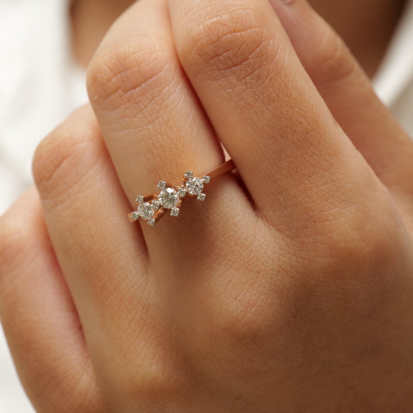 Three Stone Natural Diamond Wedding Ring