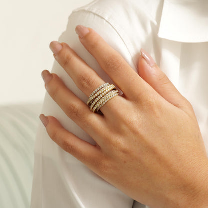Multi-Layer Natural Diamond Wrap Ring