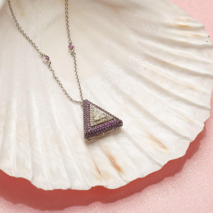 Pink Sapphire Triangle Diamond Necklace