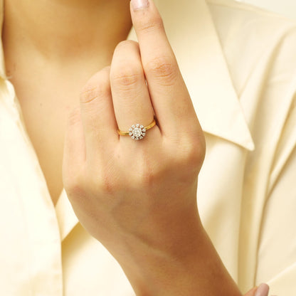 Flower Clustered Natural Diamond Ring