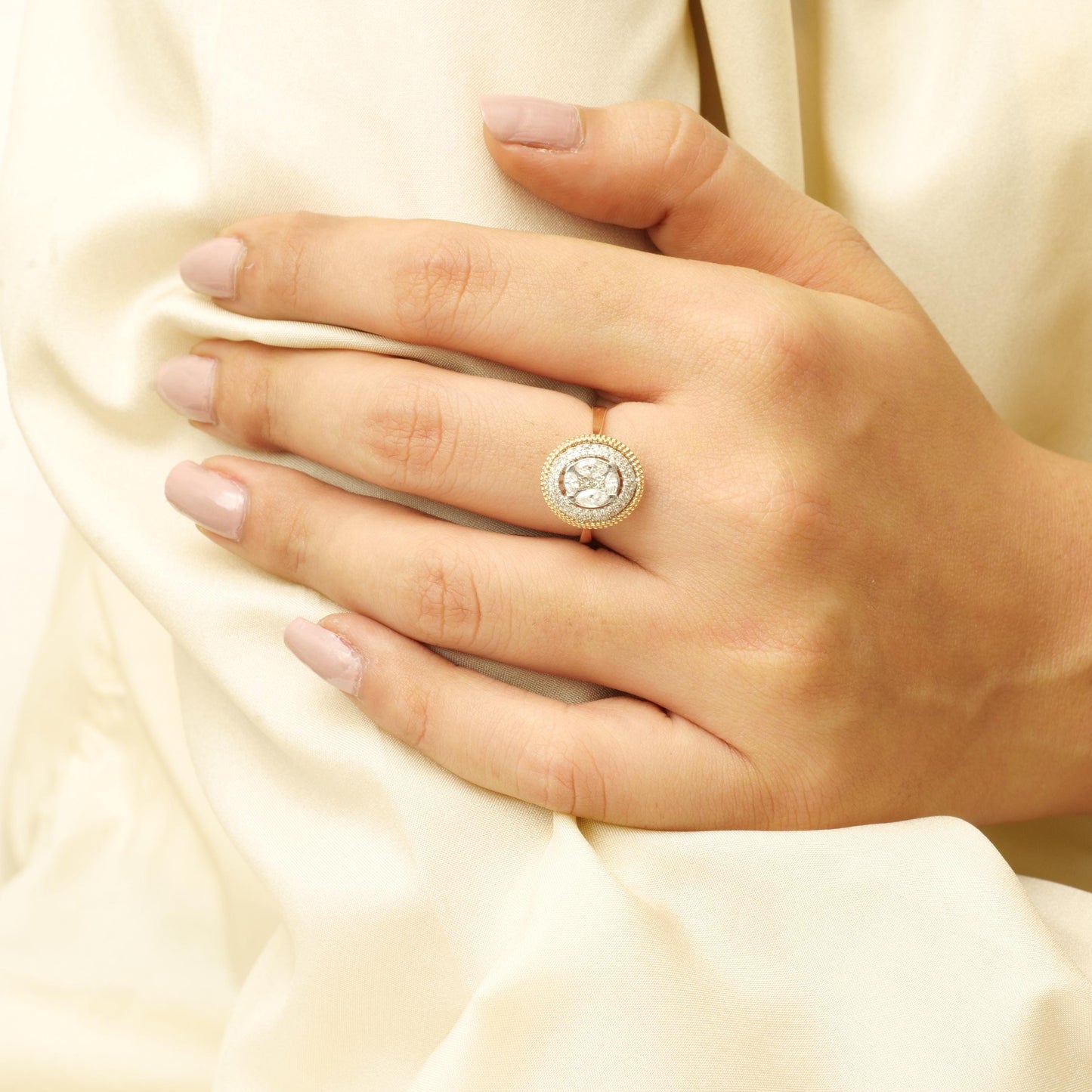Oval Cluster Natural Diamond Ring