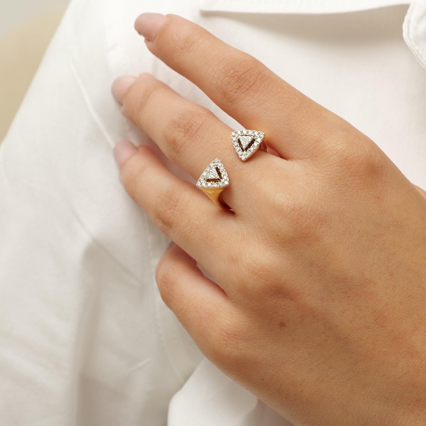 Halo Triangle Diamond Ring