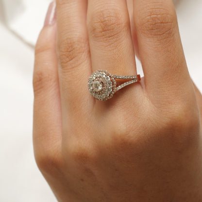 Flower Solitaire Cluster Diamond Ring