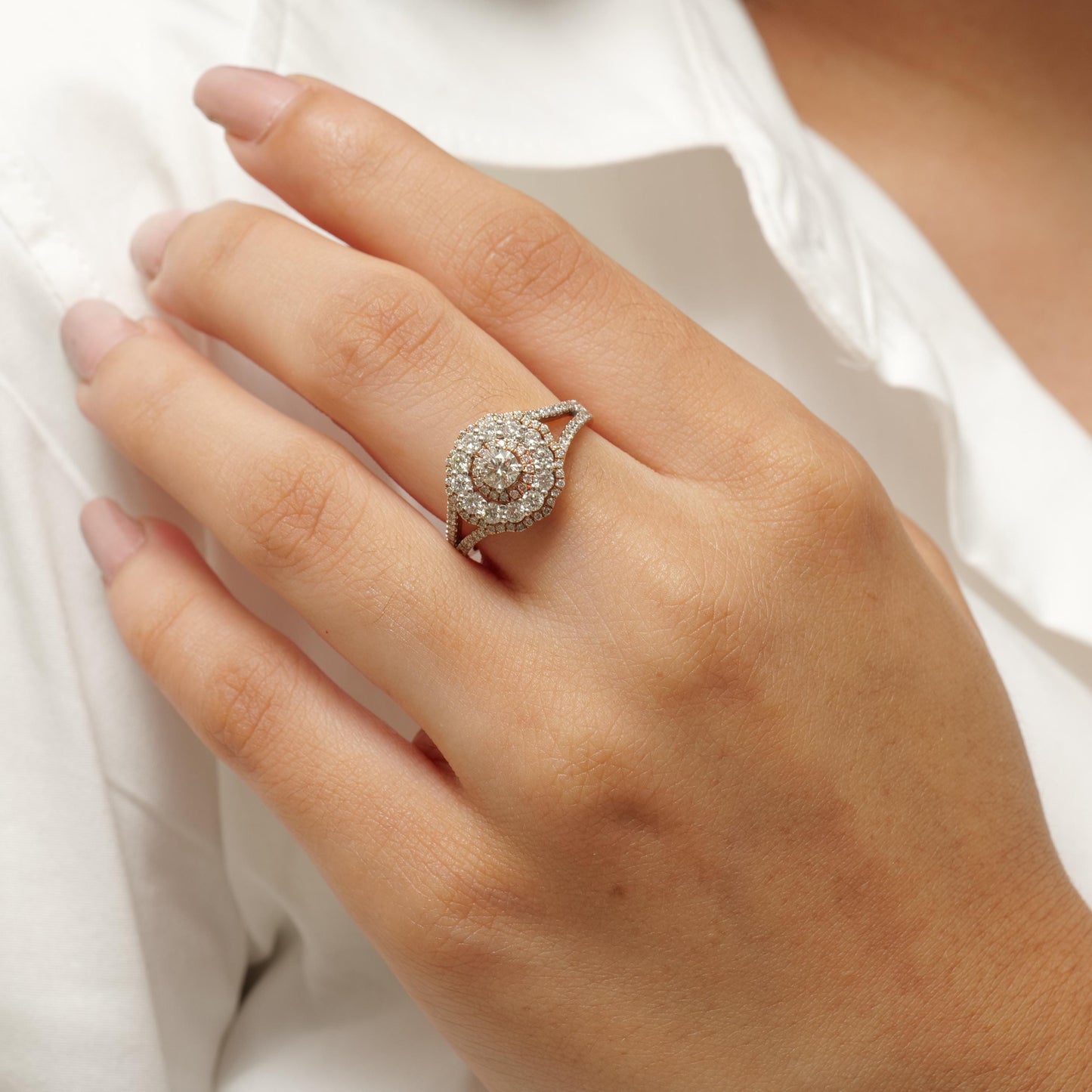 Flower Solitaire Cluster Diamond Ring