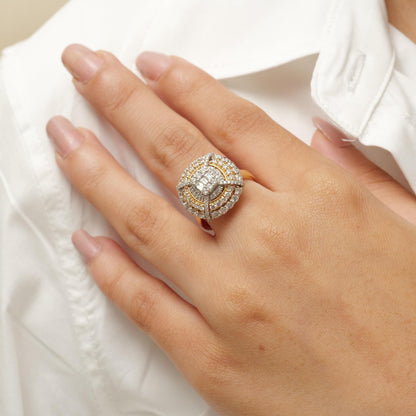 Baguette Cluster Halo Natural Diamond Ring