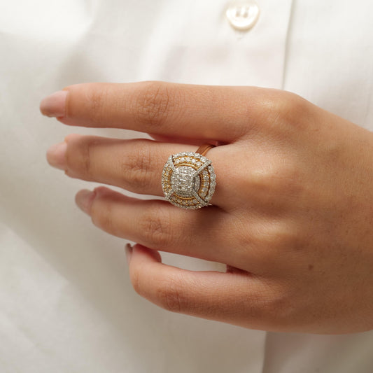 Baguette Cluster Halo Natural Diamond Ring