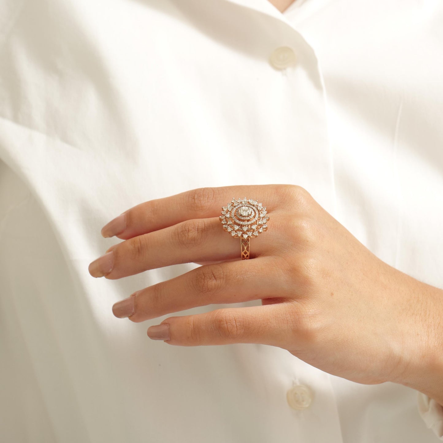 Flower Halo Natural Diamond Ring