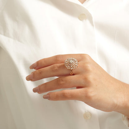 Flower Halo Natural Diamond Ring