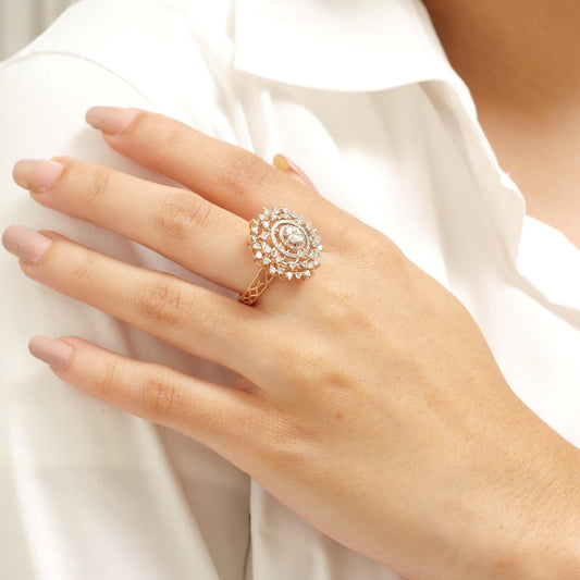 Flower Halo Natural Diamond Ring