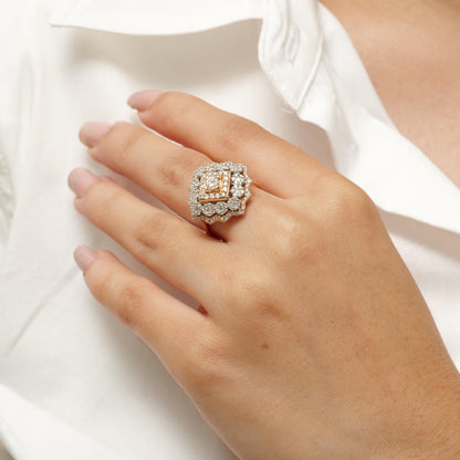 Floral Cluster Halo Natural Diamond Ring