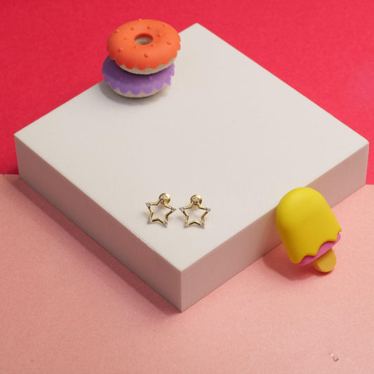 Kids Sparkling Star Diamond Stud Earrings