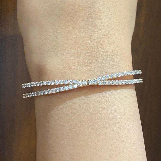 Crossover Wide Natural Diamond Bracelet