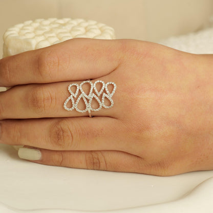 Pear Loop Cascade Diamond Ring