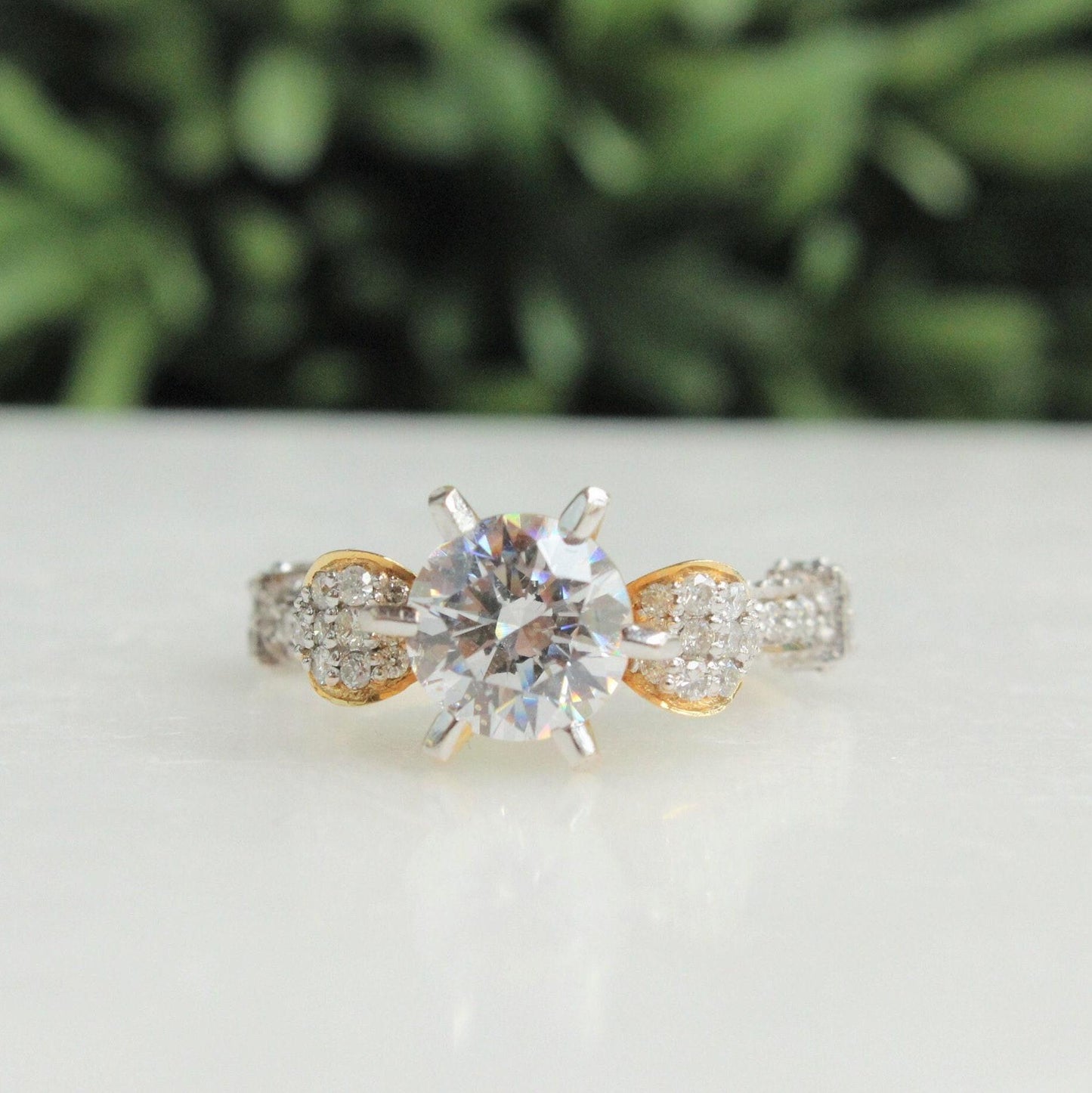 Solitaire Rose Design Diamond Ring