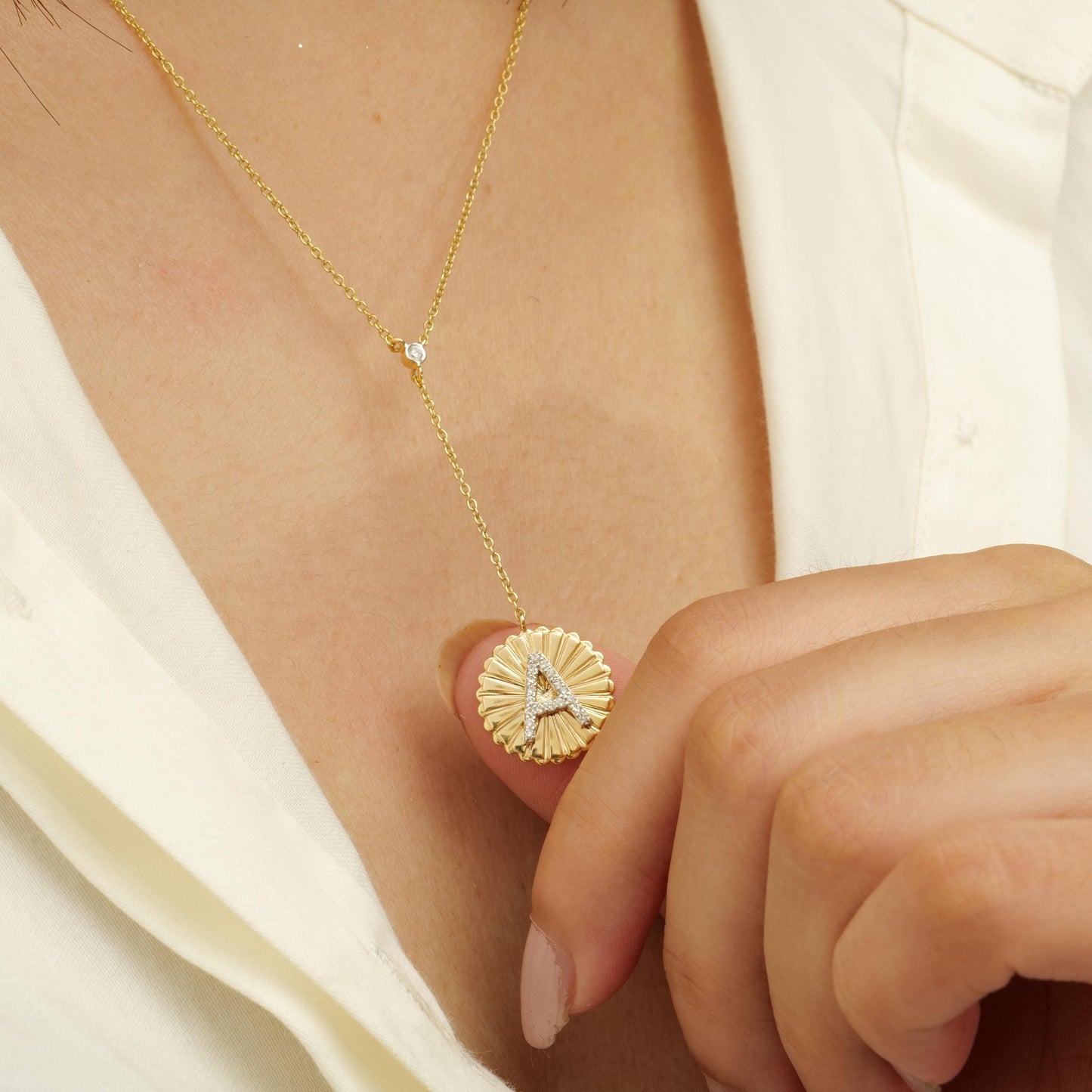 Personalized Initial Lariat Diamond Necklace