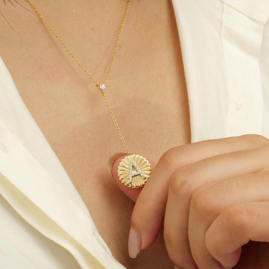 Personalized Initial Lariat Diamond Necklace