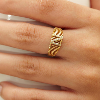 Personalized Initial Letter Diamond Ring